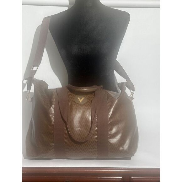 Mario Valentino Travel Boston Bag PVC Leather Brown - Picture 3 of 14